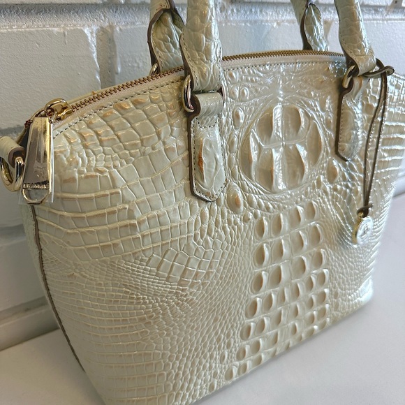 Brahmin Cream Croc-Embossed Satchel - Picture 3 of 4